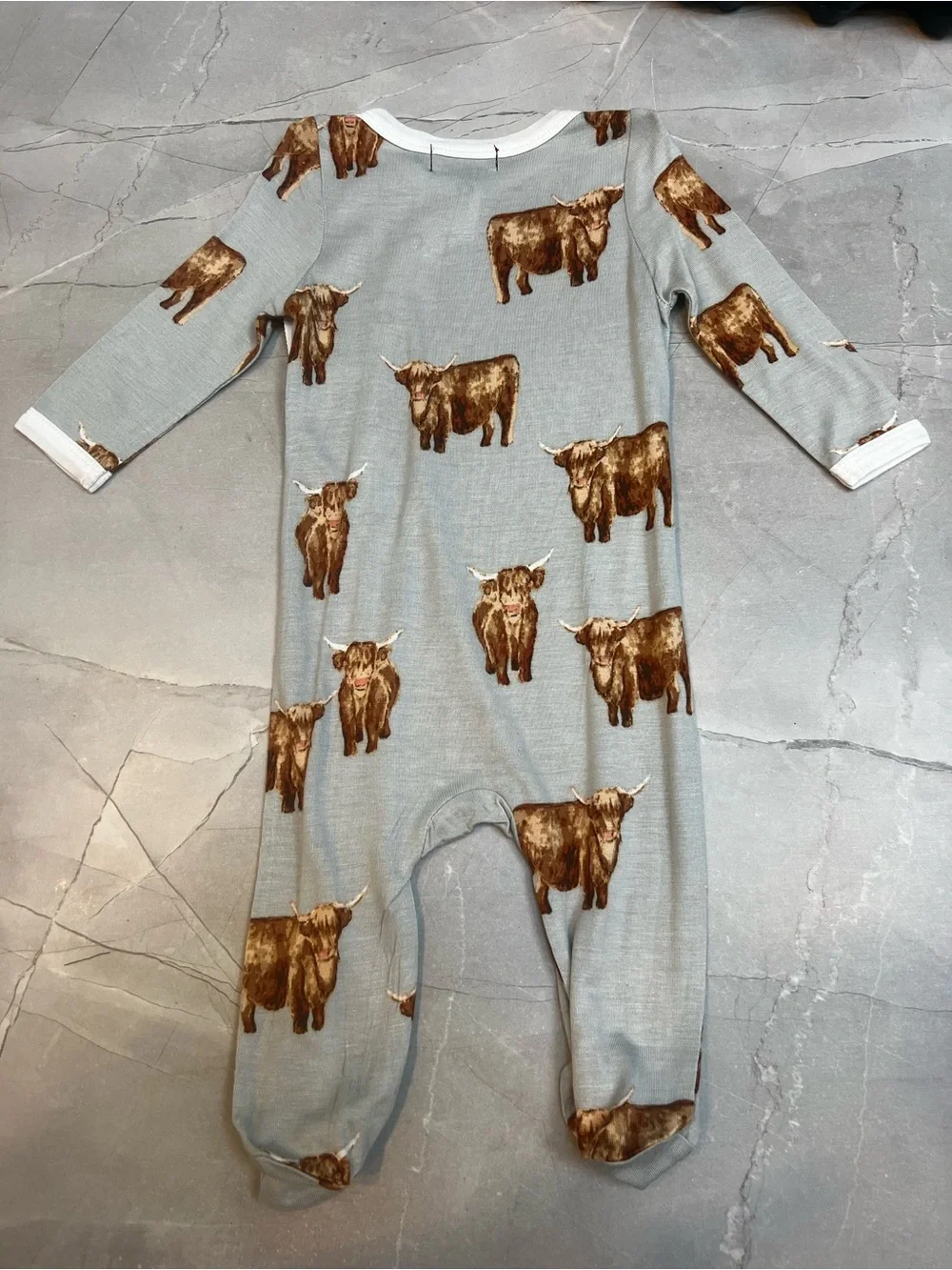 MILKBARN Highland Cow Bamboo Zipper Footed Romper